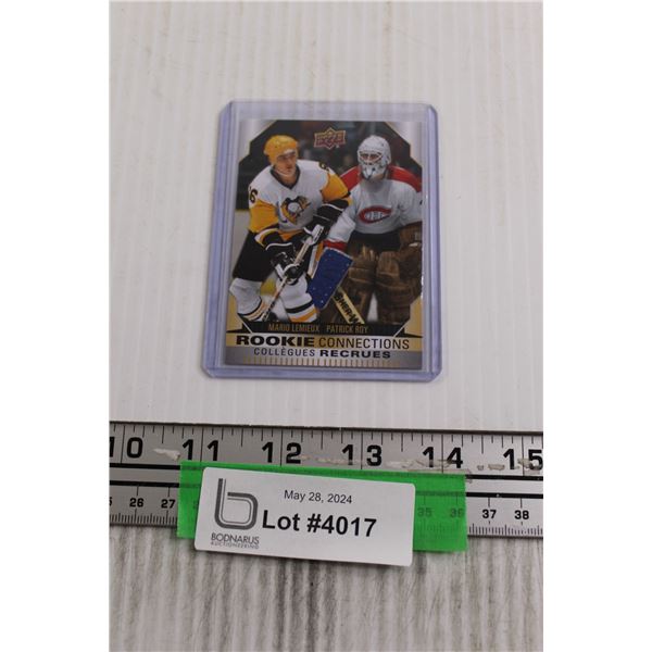 Rookie Connections Mario Lemieux and Patrick Roy Hockey Card