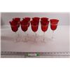 Image 1 : (9) Red Glass Wine Glasses