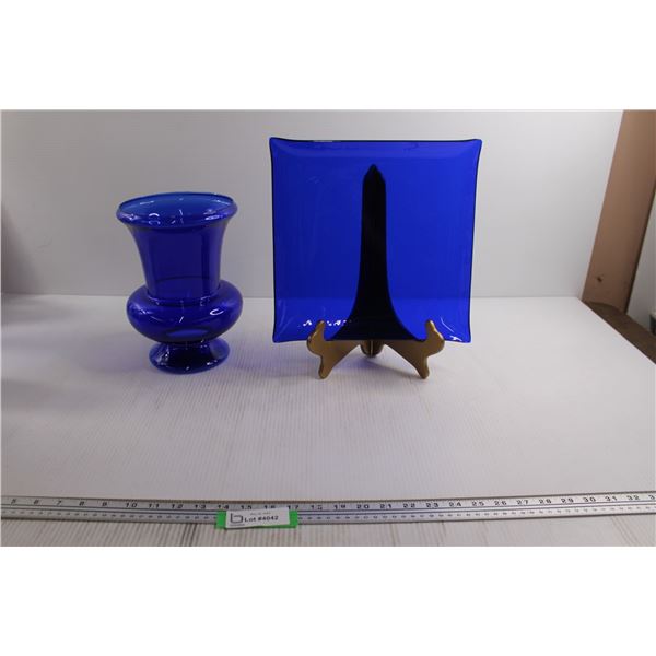 Blue Vase and Square Plate
