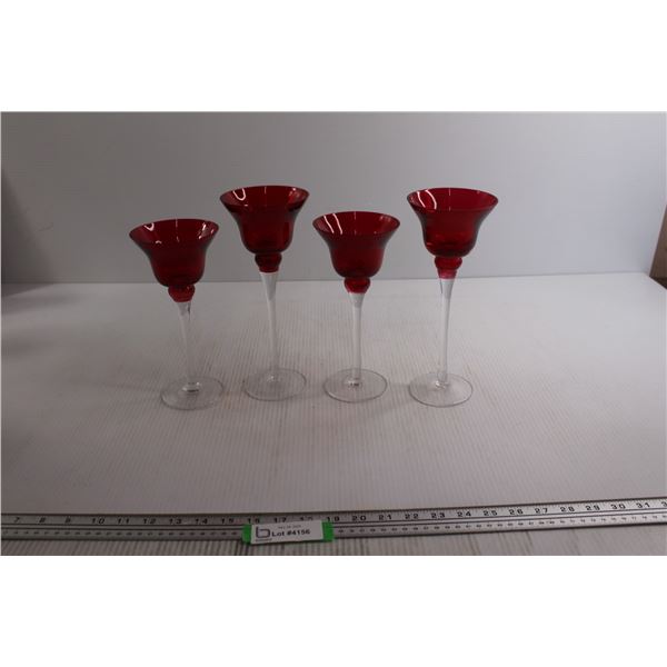 (4) Red Stemmed Glasses