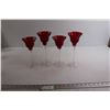 Image 1 : (4) Red Stemmed Glasses