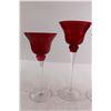 Image 2 : (4) Red Stemmed Glasses