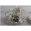 Image 2 : (4) Glass Teacups with Saucers