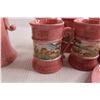 Image 4 : Pink Teapot, (6) Mugs with Saucers - Some Chips