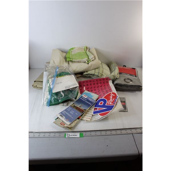 Linens, Dish Cloths, Curtains, Maps, Misc.