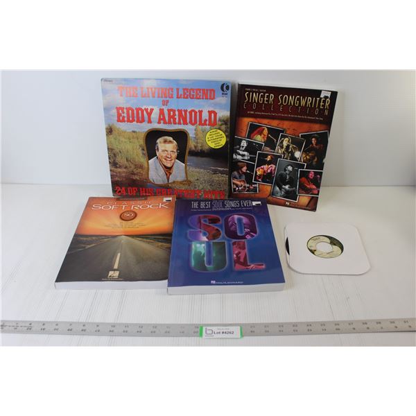 (3) Music Books, Eddy Arnold Vinyl Record, Carry on Till Tomorrow 7" Vinyl Record