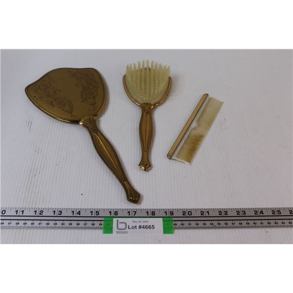 Vintage Ladies Vanity Set (Mirror, Brush, Comb) - As Is