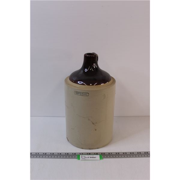 Brown Top Crock Jug - 13"x7" - Has Chip On Bottom as Pictured