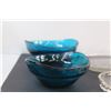 Image 3 : (4) Dainty Sets, (2) Blue Glass Serving Bowls