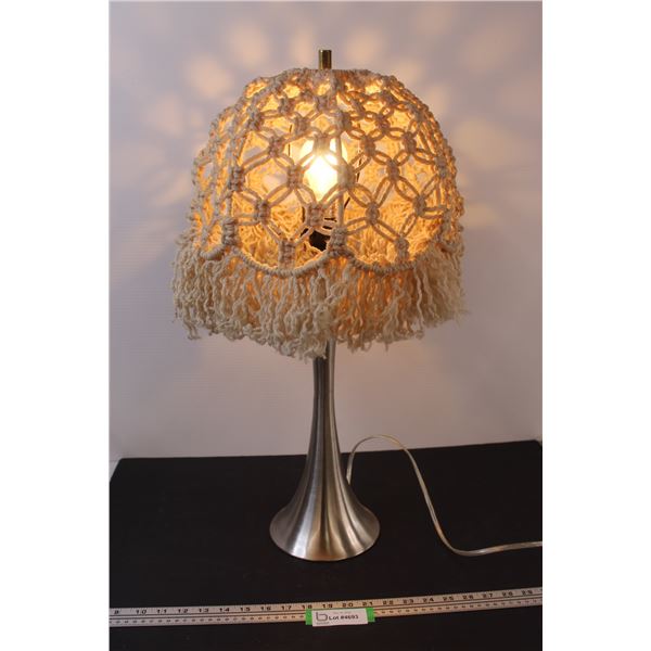 End Table Lamp w/Macrame Shade - 26" x 14" - Works