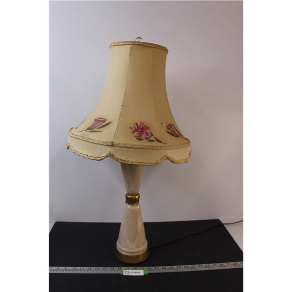 Aladdin Shaped End Table Lamp w/Hand Painted Shade - 30"x 16" - Works