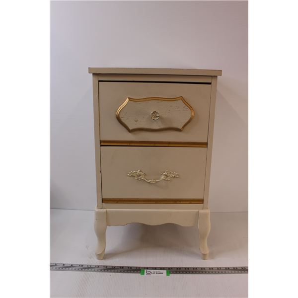 French Provincial End Table - 23.5" x 14" x 12" - Some Wear (Paint Peeling)