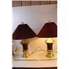 Image 1 : (2) End Table Lamps w/Red Lamp Shades - 28" x 20" - Works