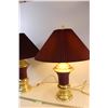 Image 2 : (2) End Table Lamps w/Red Lamp Shades - 28" x 20" - Works
