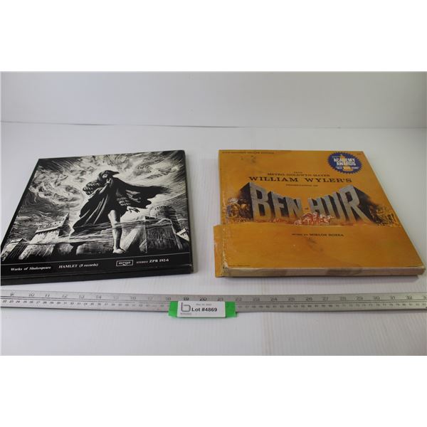 (2) Vinyl Record Sets - Ben- Hur Record & Book - Works of Shakespeare Hamlet
