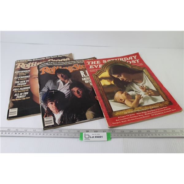 1982 & 1987 Rolling Stones Magazines - (1) 1974 The Saturday Evening Post Magazine