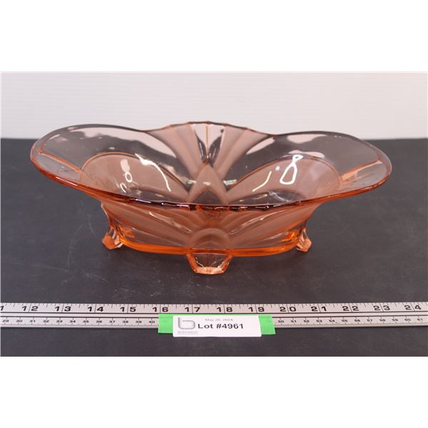 Pink Glass Serving Bowl - 12" long