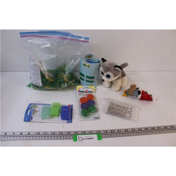 TY Wolf, Laser Pegs "Lego" in Bag, Various Batteries, Misc.