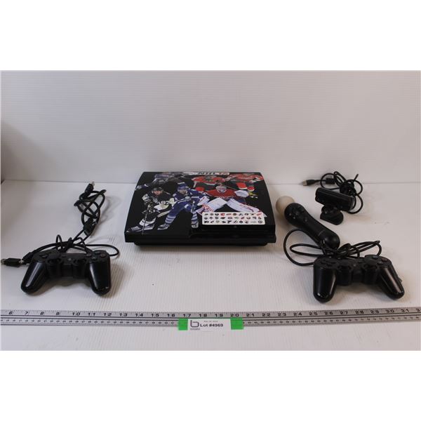 PlayStation 3 w/ Controllers and Charging Cords & Etc. (PlayStation has no Power Cord) - Untested - 