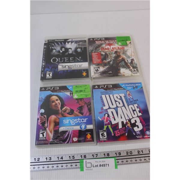 (4) PlayStation 3 Games: Singstar, Just Dance 3, Singstar Queen, Dead Island
