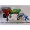 Image 1 : (4) Plastic Spoons (NIB), (4) Beer Buckets, Napkins (NIB), Cutlery Organizer, Misc.