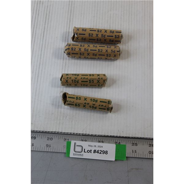 (2) Rolls US Dimes, (2) Rolls US Nickels