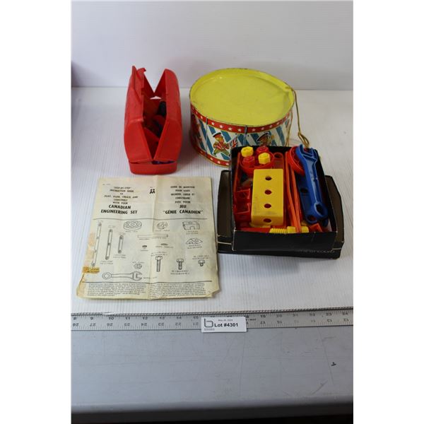 Old Tin Drum, Plastic Building Toys, Misc.
