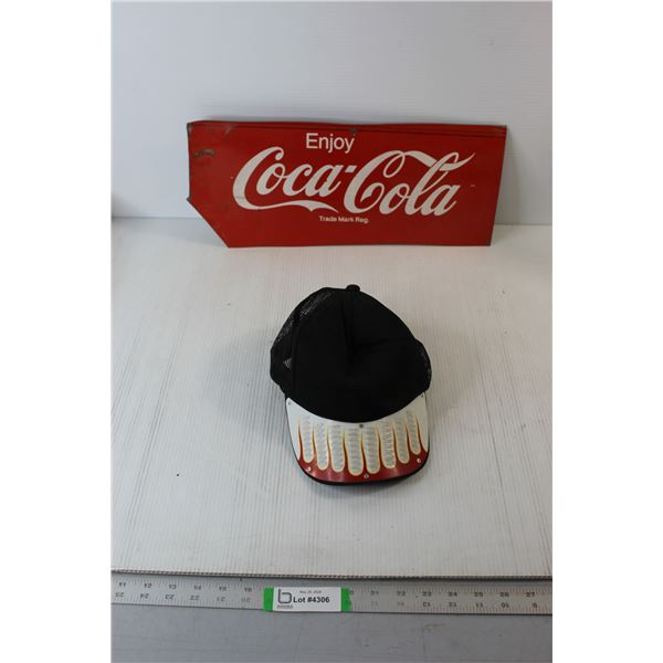 Metal Coca-Cola Sign, Metal Lip Baseball Cap