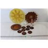 Image 1 : Wooden Carved Plates & Coasters, Glass Tray, Misc.