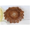 Image 3 : Wooden Carved Plates & Coasters, Glass Tray, Misc.