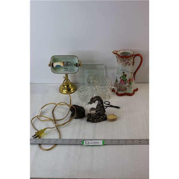 Kerosene Glass Holder, Mini Glass Jugs, Desk Lamp - Burnt Bulb