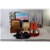 Image 1 : (3)Painted Canvases, (2) Miniature Chests, Go Pro Band, Misc.