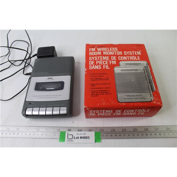 Realistic FM Wireless Monitor System - RCA Personal Portable Tape Recorder (both untested)