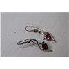 Image 1 : Swiss Silver Pendant Earrings w/ Pink Coloured Stones