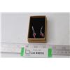 Image 3 : Swiss Silver Pendant Earrings w/ Pink Coloured Stones