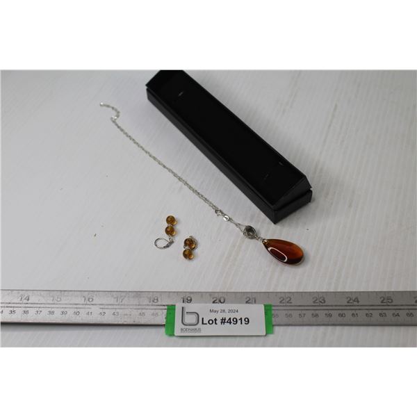 Natural Hydrothermal Titanium Pendant & Earrings