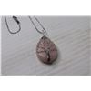 Image 3 : Sterling Silver Wire Wrapped Rose Quartz Pendant w/18" Chain