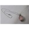 Image 4 : Sterling Silver Wire Wrapped Rose Quartz Pendant w/18" Chain