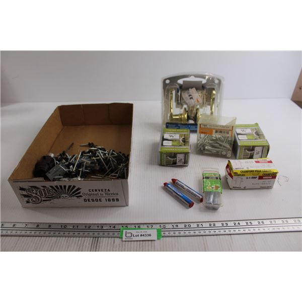 (2) Marking Crayons, Door Handle, Assorted Hardware