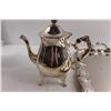 Image 2 : Silverplated Tray, (2) Teapots, and Cream & Sugar