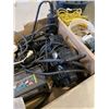 Image 2 : BOX OF TOOLS, GRINDER COMPRESSOR, GLUE GUN AND MORE