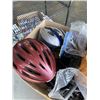 Image 2 : LOT OF ASSORTED BIKE PARTS WITH HELMETS