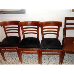 Wood Chairs with Black Cushion Seats