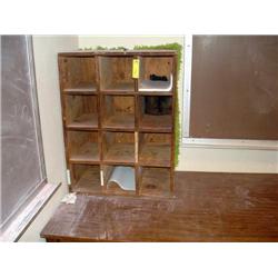 Wood Cabinet with 12 Open Bins