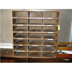 Wooden Cabinet with 21 Open Bins