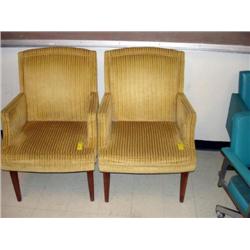 Wood Chair with Gold Cushion Seat and Back
