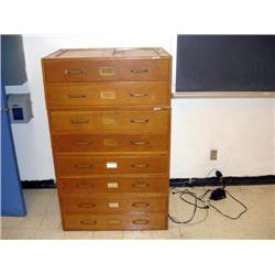 Map Cabinet with 8 Drawers