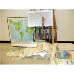 Map Rack and Assortment of Maps
