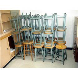 Wood with Metal Base Stools