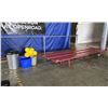 Image 1 : 3 X 12' WOOD AND METAL BENCHES WITH GARBAGE AND RECYCLING BIN